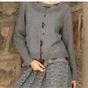 NEW Gudrun Sjoden Mossfire Wool Blend Cardigan Sweater In Graphite, Size XXL